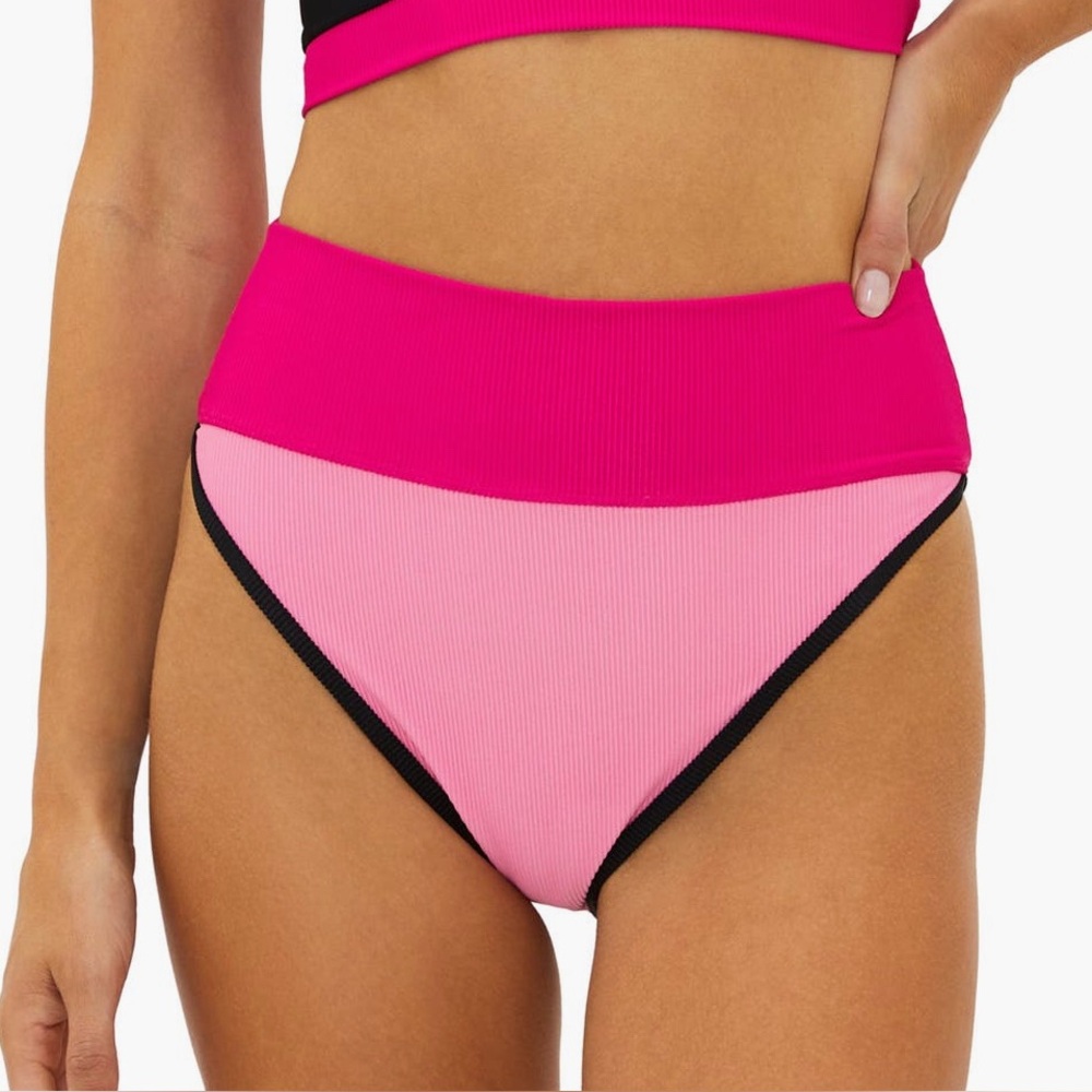 Beach Riot Women's Emmy Colorblock High Waist Bikini Bottoms
